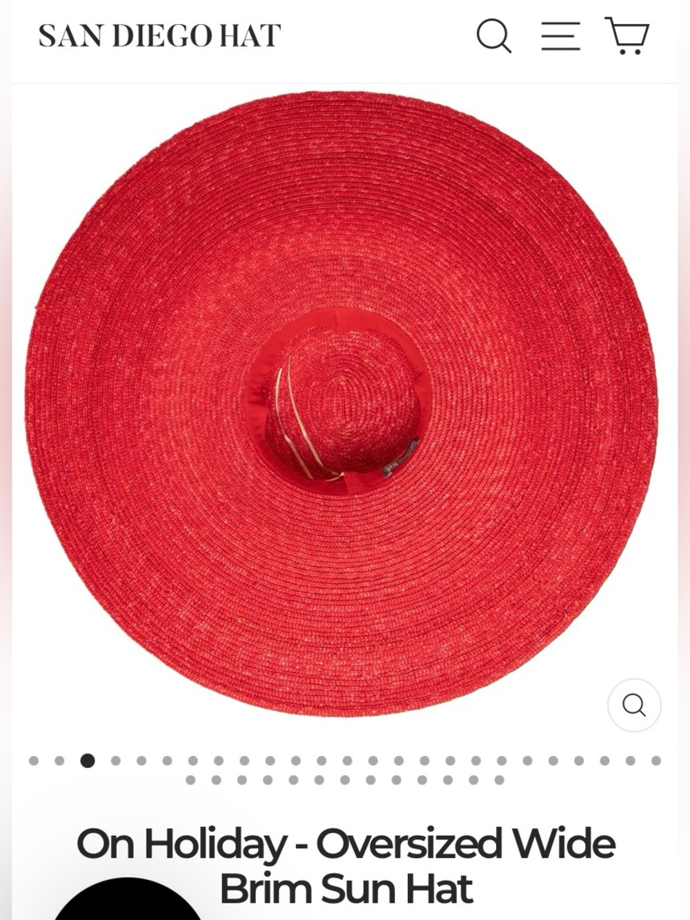 On Holiday Oversized Wide Brim Straw Sun Hat - Red - Picture 16 of 16